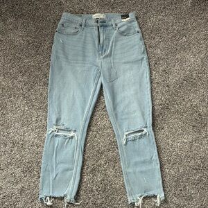 Abercrombie & Fitch Light Blue Distressed Cropped Jeans